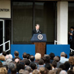 President Ronald Reagan during Memorial Services